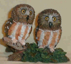 Figurine of two Saw Whet Owls